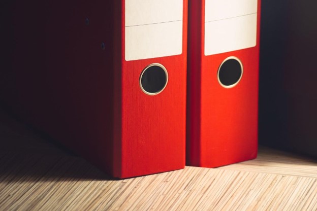 Two red paper organizers